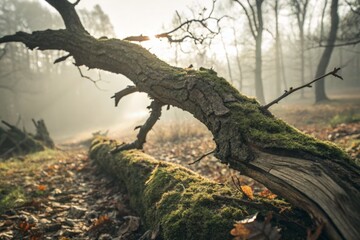 Fototapeta premium Vintage Photograph: Weathered Oak's Agony - A Study in Rustic Decay