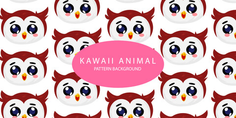 kawaii animal pattern background design. bear, deer, fox, bird, dog, hippo, parrot, pig, cow. textile pattern.  Cartoon animal Vector illustration for kids forest background with rain dots
