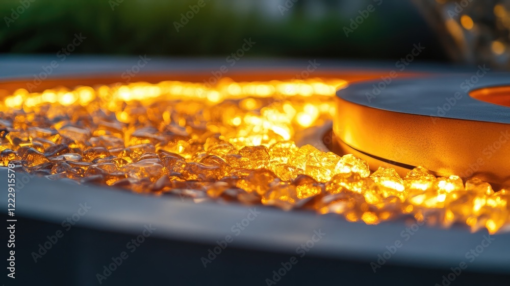 Aufkleber cozy glowing firepit creating a romantic atmosphere with clear empty space for text and inviting amb