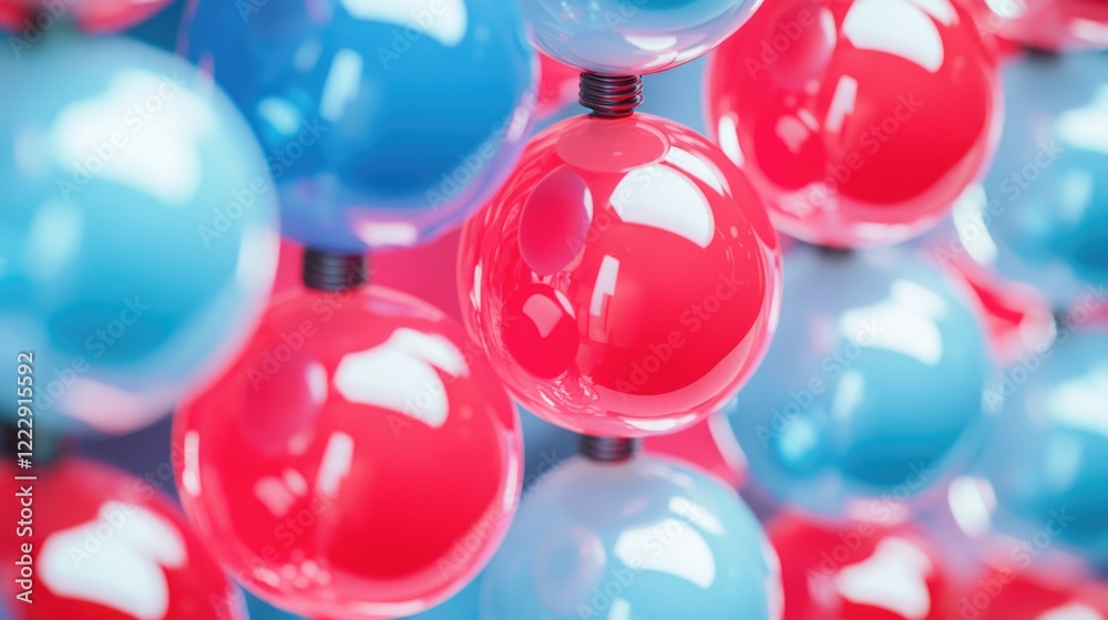 Aufkleber Illuminated Colorful Red and Blue Light Bulbs with Empty Space for Text and Creative Design Elements in a Bright Atmosphere