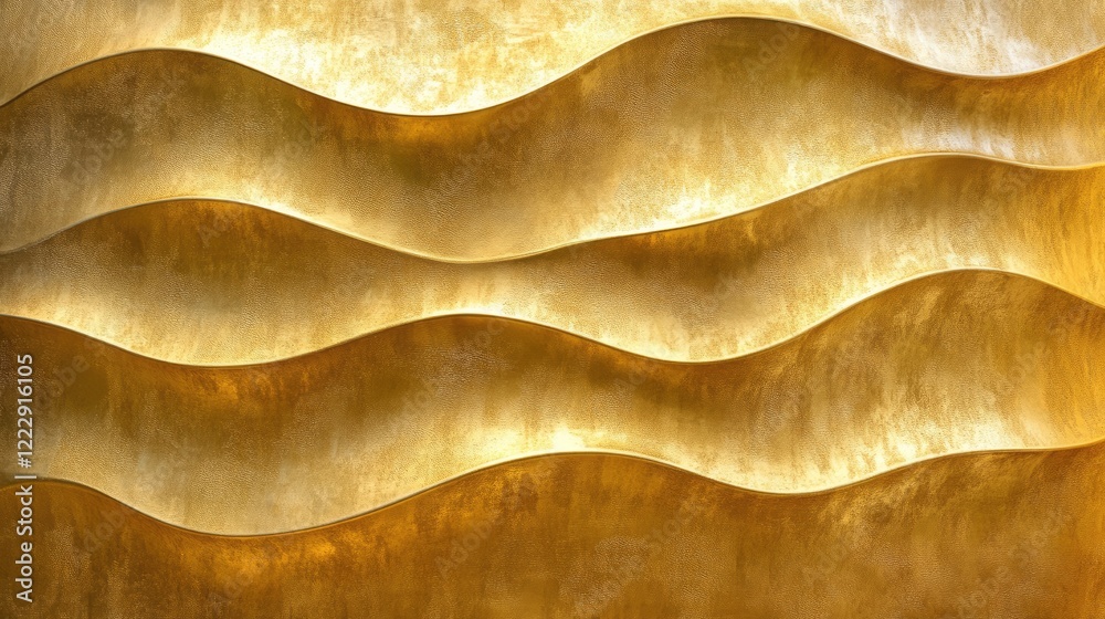 Poster Elegant gold textured wall with wavy patterns creating a luxurious backdrop featuring ample empty space for customizable text content.