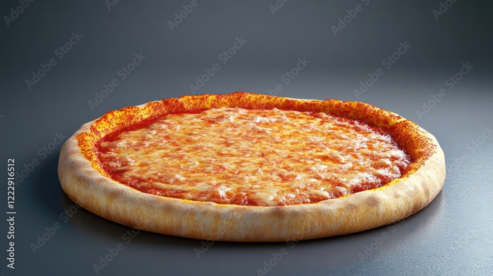 Poster freshly baked pizza with a golden crust and melted cheese on a neutral background inviting for text 