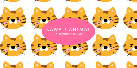 Obraz premium kawaii animal pattern background design. bear, deer, fox, bird, dog, hippo, parrot, pig, cow. textile pattern. Cartoon animal Vector illustration for kids forest background with rain dots 