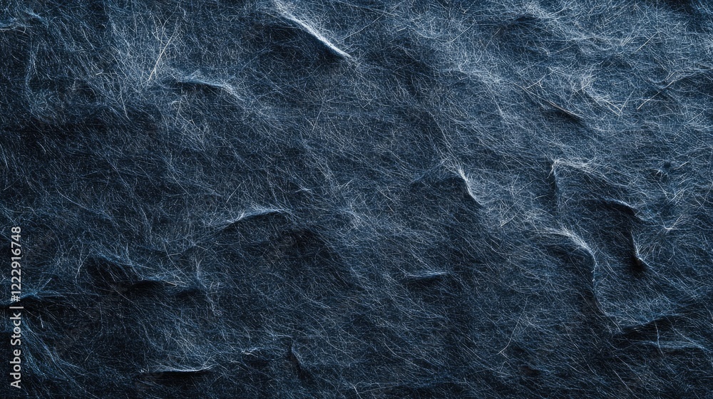 Poster Close up of textured dark blue non woven fabric background perfect for creating stylish and modern design layouts with copy space