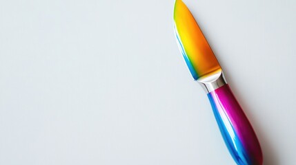 Colorful ball knife on a white background showcasing its vibrant design with ample space for text or branding purposes