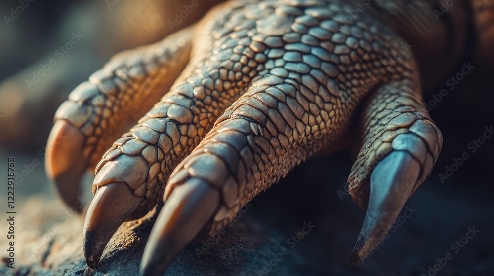 Poster iguana paws detail in natural light showcasing textured skin and claws with shallow depth of field f