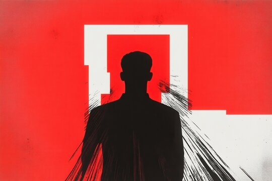 Abstract silhouette bold red graphic design