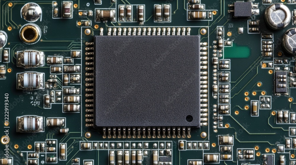 Aufkleber Close up of a circuit board featuring an integrated chip with ample space for text and design elements in a technology context