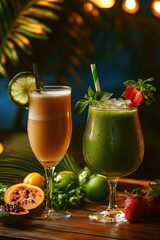 Drinks on Wooden Table