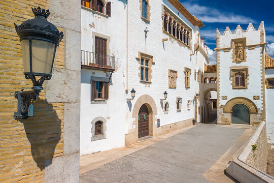 Fototapeta Beautiful Palau de Maricel in Sitges coastal town, Costa Brava, Catalonia, Spain