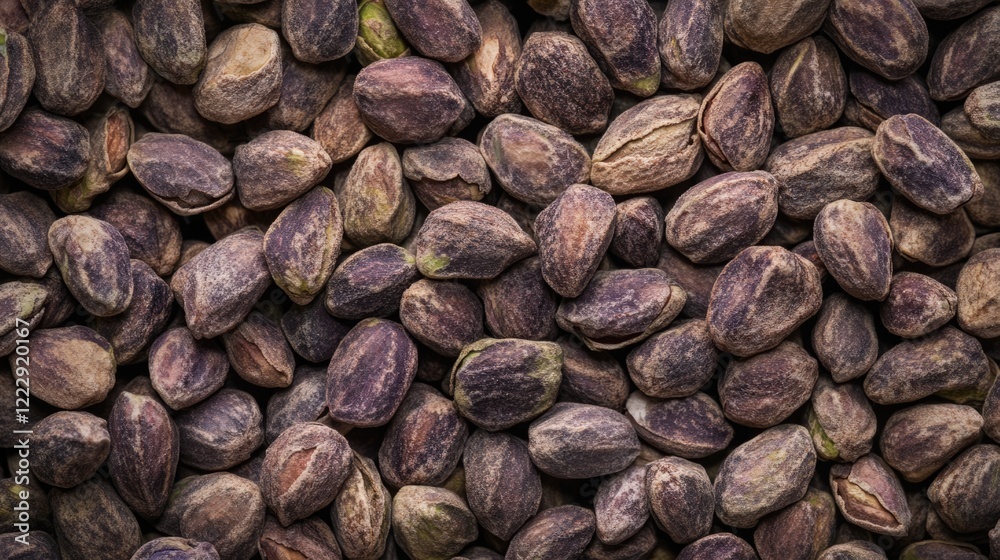 Poster textured close-up of roasted pistachios showcasing rich colors and natural patterns ideal for food p