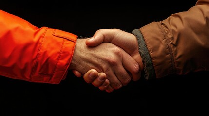 Handshake symbolizing trust and partnership with empty dark background for personalized message or branding opportunities