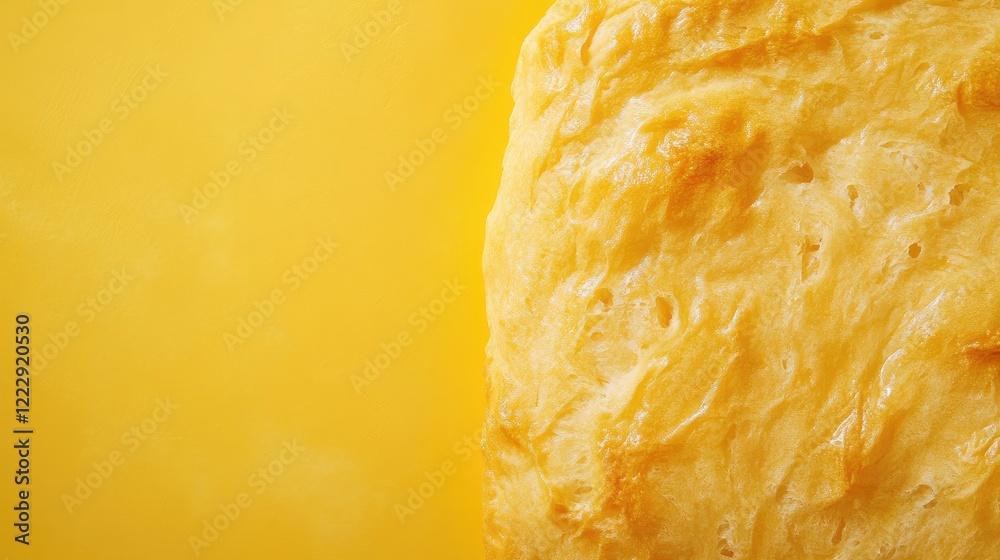 Poster Fluffy freshly baked bread close up on a vibrant background with ample copy space for text and design elements