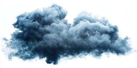 Dark Gray Smoke Cloud Isolated on White Background for Creative Design and Art Use in Different Projects and Concepts
