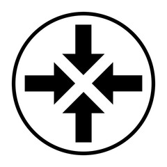 Pfeile Icon in schwarzem Kreis - Nach innen Symbol