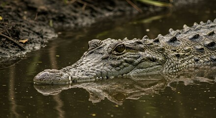 Fototapeta premium crocodile in the water