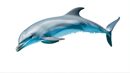 Adult Bottlenose Dolphin Leaping in Central American Waters of Honduras. Full-length Image of Aquatic Mammal Cetacean