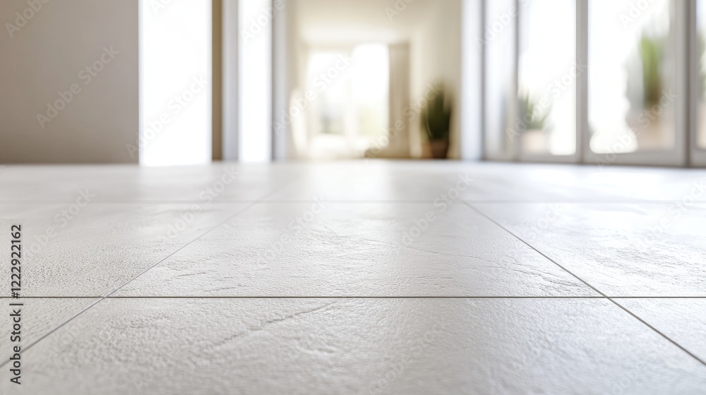 Aufkleber Clean white floor surface with textured design and soft lighting offering ample empty space for text or graphic overlays in a minimalist setting