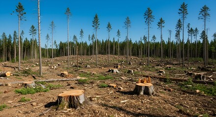 cutting down trees in the forest