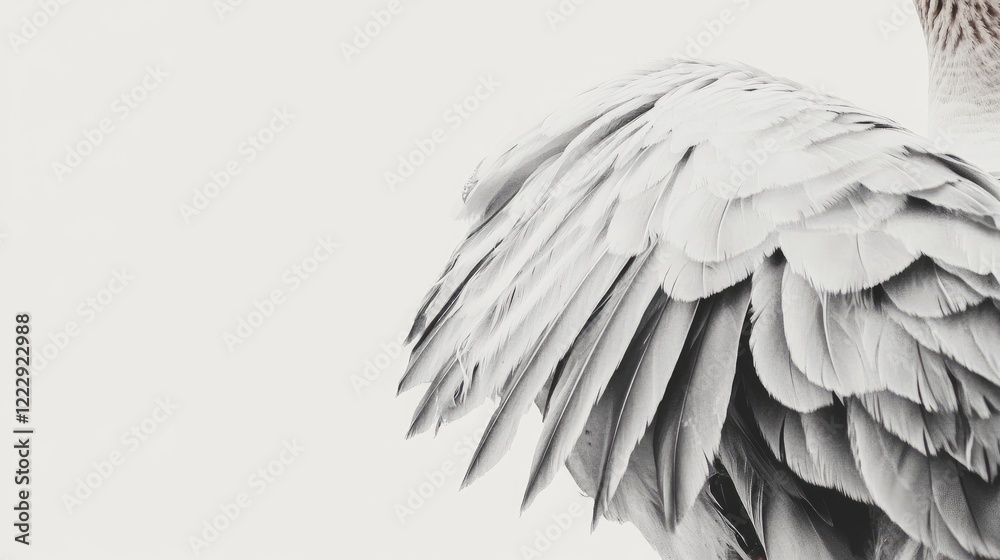 Poster close up of a greylag goose showcasing intricate feather details with ample white space for text or 
