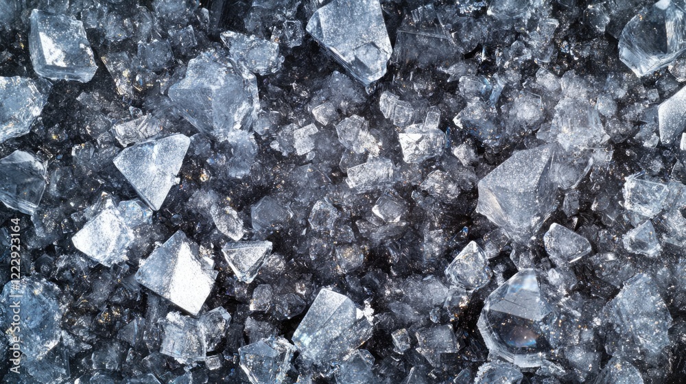 Poster icy microcrystals on frozen ground creating a cool winter texture with ample space for text or desig