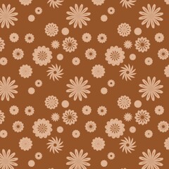 Vintage Floral patterns seamless background border embroidery ethnic batik retro. Flower motifs paisley batik. Brown silhouette watercolour flowers ikat design hand drawn. Vector illustration.