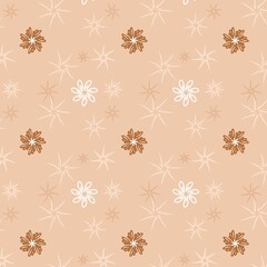 Vintage Floral patterns seamless background border embroidery ethnic batik retro. Flower motifs paisley batik. Brown silhouette watercolour flowers ikat design hand drawn. Vector illustration.