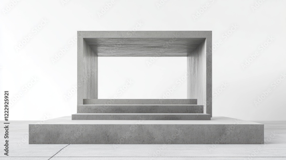 Poster abstract modern square structure in a minimalist construction site with ample copy space for design 