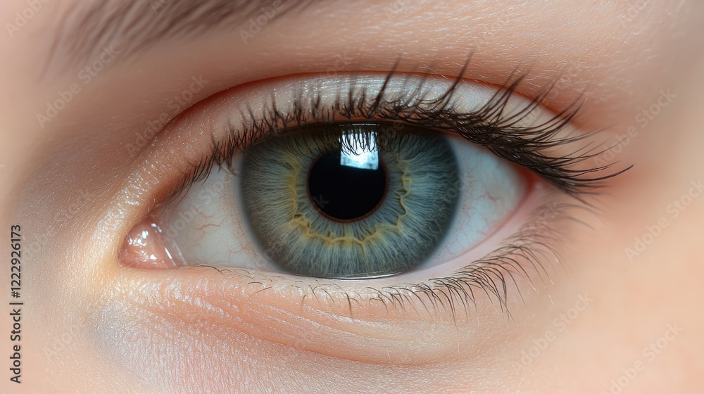 Aufkleber close up of human eye showcasing intricate iris and pupil with ample copy space for custom text or g