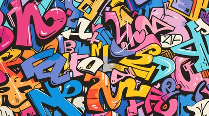 Vibrant Graffiti Spray Wall Art with Scratch Word Bru