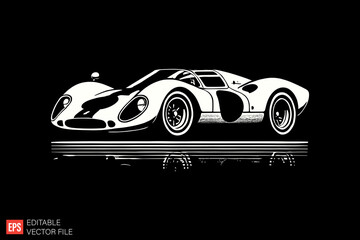 Fototapeta premium vintage cars Black and white silhouette Illustration vector design