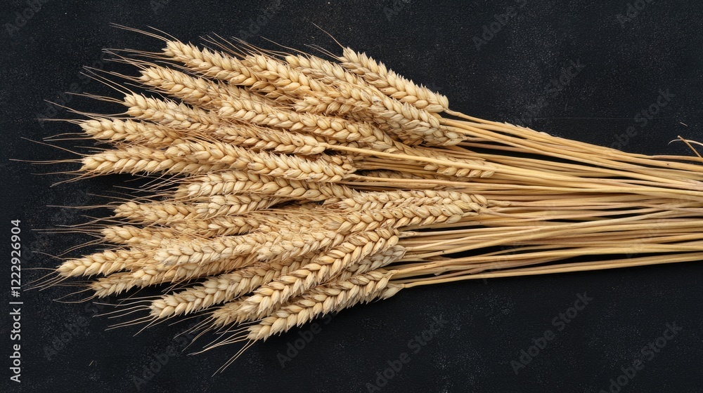 Poster wheat stalks arranged artistically highlighting natural grain texture with monochrome backdrop ideal