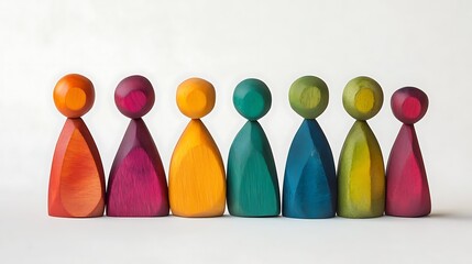 Wooden and colorful representations that highlight diversity and inclusion.