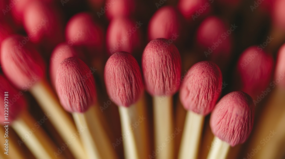 Aufkleber Close Up of Colorful Matchsticks Arranged in Floral Pattern with Empty Space for Custom Text or Branding