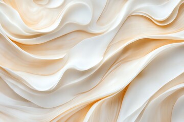 Obraz premium Elegant fabric texture with soft, flowing waves in cream and beige tones.