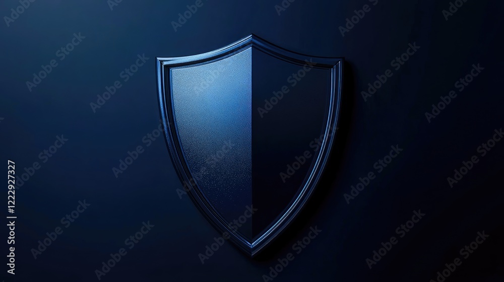 Aufkleber High Tech Blue Metallic Shield Design with Empty Space for Custom Text in Dark Background