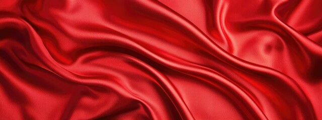 Obraz premium Elegant red silk fabric texture with dramatic lighting and ample copy space for your text or design needs.