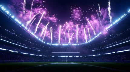 Exciting football match celebration stadium sports event nighttime spectacular fireworks display