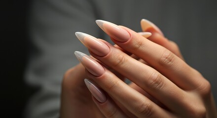 Fototapeta premium Elegant long nails with a stylish ombre design showcasing beauty and fashion