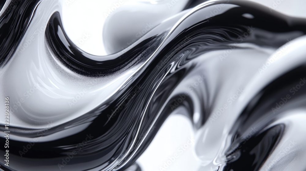 Fototapete Spherical ink tubes creating dynamic flowing patterns with a blank copy space for creative text placement and design applications