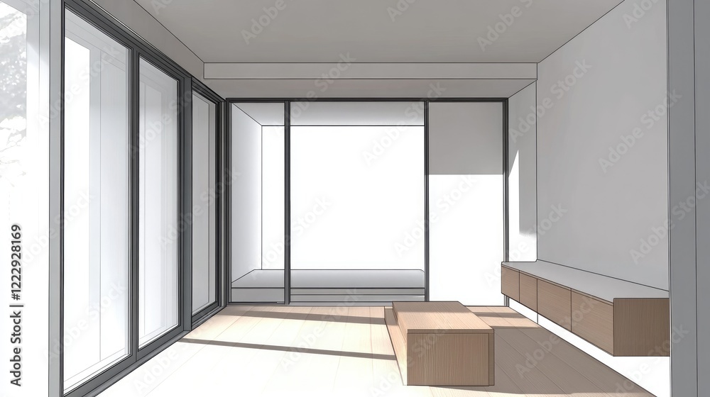 Poster compact minimalist apartment design featuring clean lines and soft textures for efficient small spac