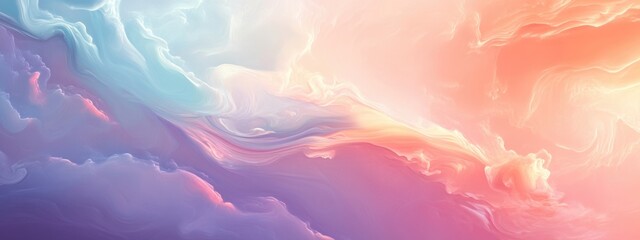 Fototapeta premium Dreamy sunset sky with soft wispy clouds and vibrant colors creating spacious area for text or design elements