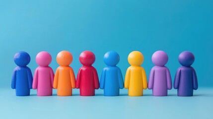 Diverse Team Collaboration Concept with Colorful Figures and Blank Space for Text or Messaging