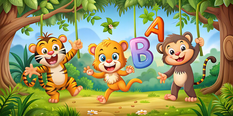 Obraz premium Alphabet Jungle Adventures Where Learning Letters Becomes Playful Fun