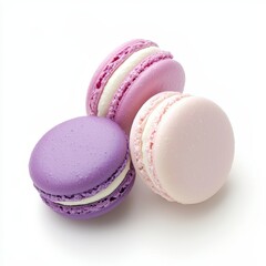 Colorful Macarons on a White Background Showcasing Delicious Dessert Treats