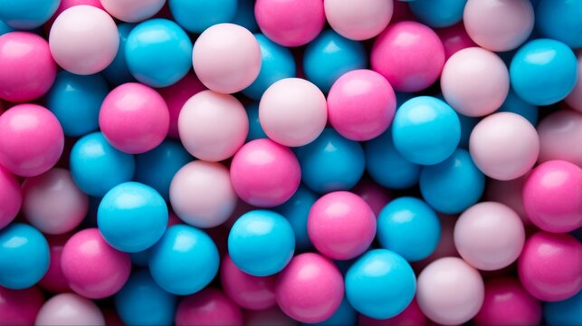 Blue Bubblegum Pile Background. Gumball Candy Chew Bubble Ball Aesthetic