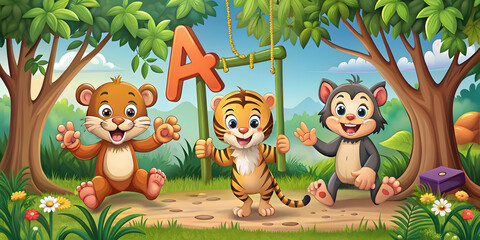 Obraz premium Alphabet Jungle Adventures Where Learning Letters Becomes Playful Fun