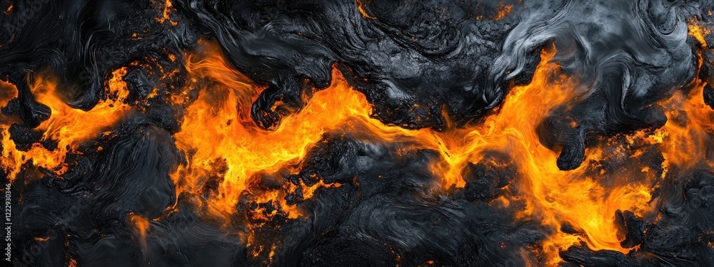 Poster dynamic flames with dark background and open space for text enhancement
