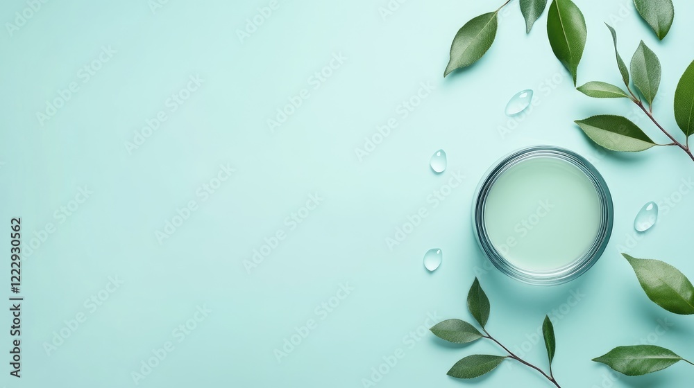Poster skincare product mockup with natural elements and empty space for branding and text integration