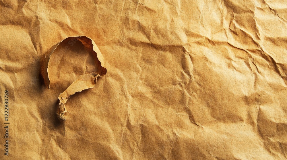 Poster textured brown paper background with comma shape cutout creating space for design or text elements i